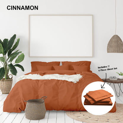Royal Comfort 1000 Thread Count Bamboo Cotton Sheet and Quilt Cover Complete Set-Bed Linen-PEROZ Accessories