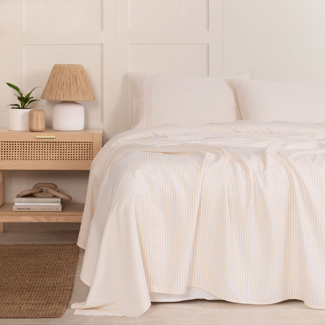 Royal Comfort Stripes Linen Blend Sheet Set Bedding Luxury Breathable Ultra Soft-Bed Linen-PEROZ Accessories