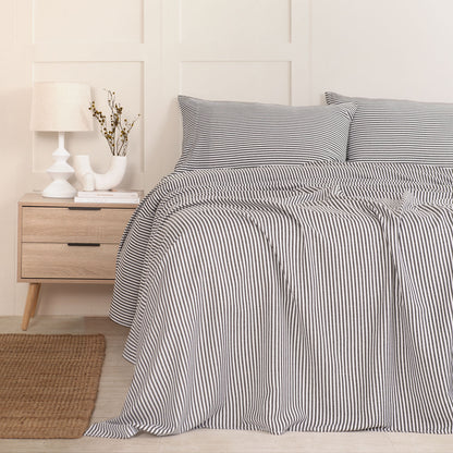 Royal Comfort Stripes Linen Blend Sheet Set Bedding Luxury Breathable Ultra Soft-Bed Linen-PEROZ Accessories