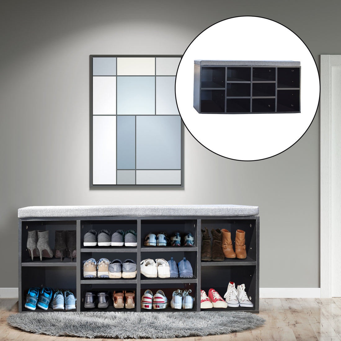 Milano Decor 2 in 1 Shoe Organiser With Bench Storage-Shoe Storage-PEROZ Accessories