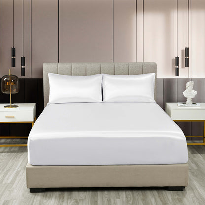 Royal Comfort Satin Sheet Set 3 Piece Fitted Sheet Pillowcase Soft Silky Smooth-Bed Linen-PEROZ Accessories
