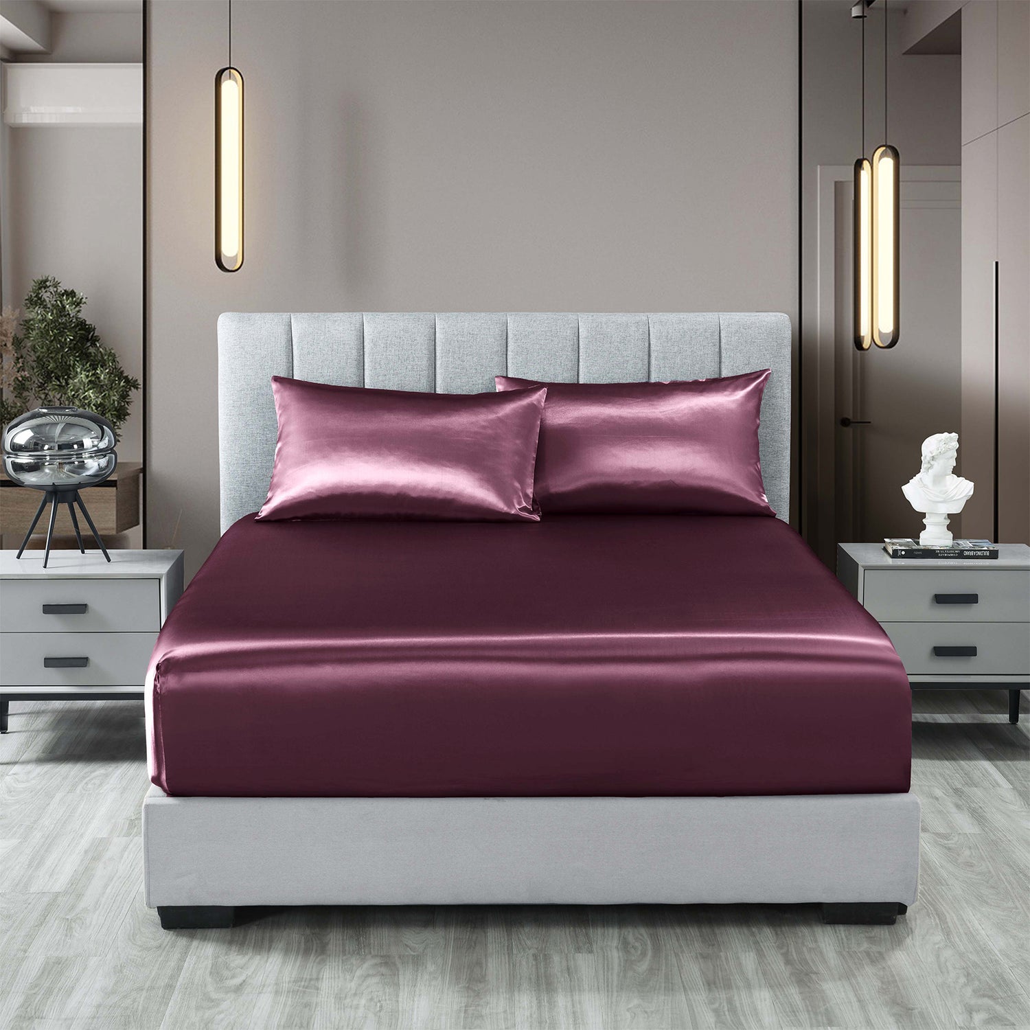 Royal Comfort Satin Sheet Set 3 Piece Fitted Sheet Pillowcase Soft Silky Smooth-Bed Linen-PEROZ Accessories