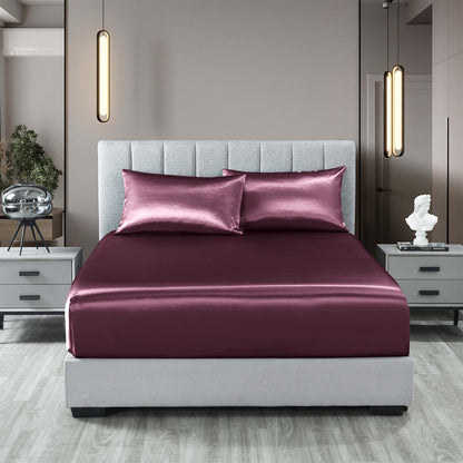 Royal Comfort Satin Sheet Set 3 Piece Fitted Sheet Pillowcase Soft Silky Smooth-Bed Linen-PEROZ Accessories