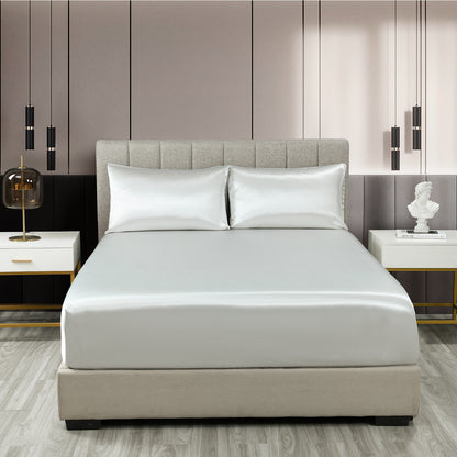 Royal Comfort Satin Sheet Set 3 Piece Fitted Sheet Pillowcase Soft Silky Smooth-Bed Linen-PEROZ Accessories