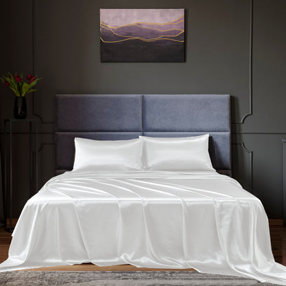 Royal Comfort Satin Sheet Set 4 Piece Fitted Flat Sheet Pillowcases Silky Smooth-Bed Linen-PEROZ Accessories