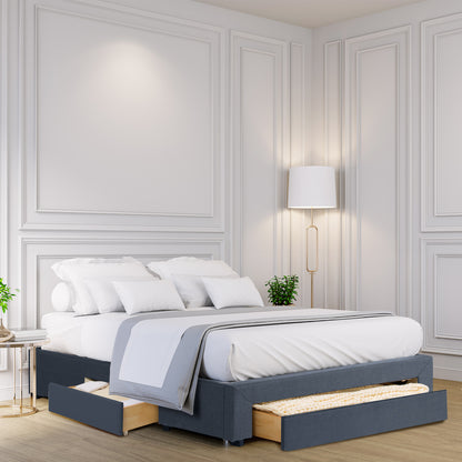 Milano Decor Palermo Bed Base with Drawers Upholstered Fabric Wood-Bed Frames &amp; Bases-PEROZ Accessories