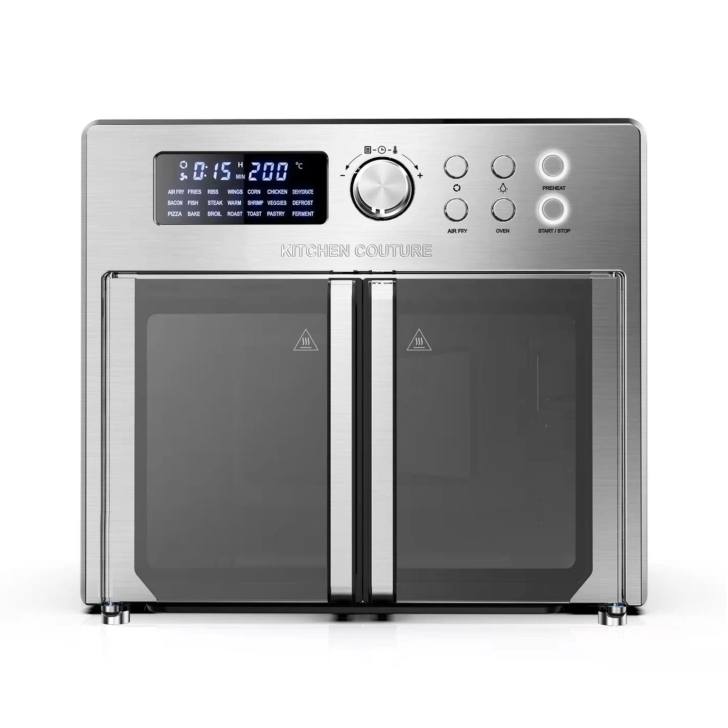 Kitchen Couture 25 Litre Air Fryer Oven French Door Stainless Steel 22 Presets-Small Kitchen Appliances-PEROZ Accessories