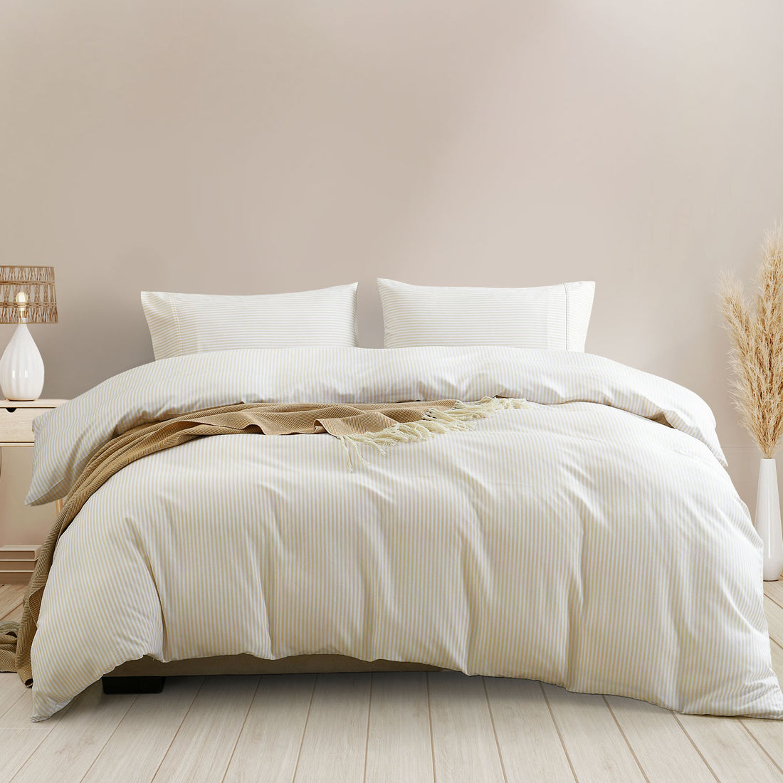 Royal Comfort Luxury Striped Linen Quilt Cover Set Soft Touch Premium Bedding-Bed Linen-PEROZ Accessories