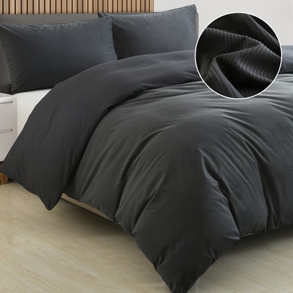 Royal Comfort Velvet Corduroy Quilt Cover Set Super Soft Luxurious Warmth-Bed Linen-PEROZ Accessories