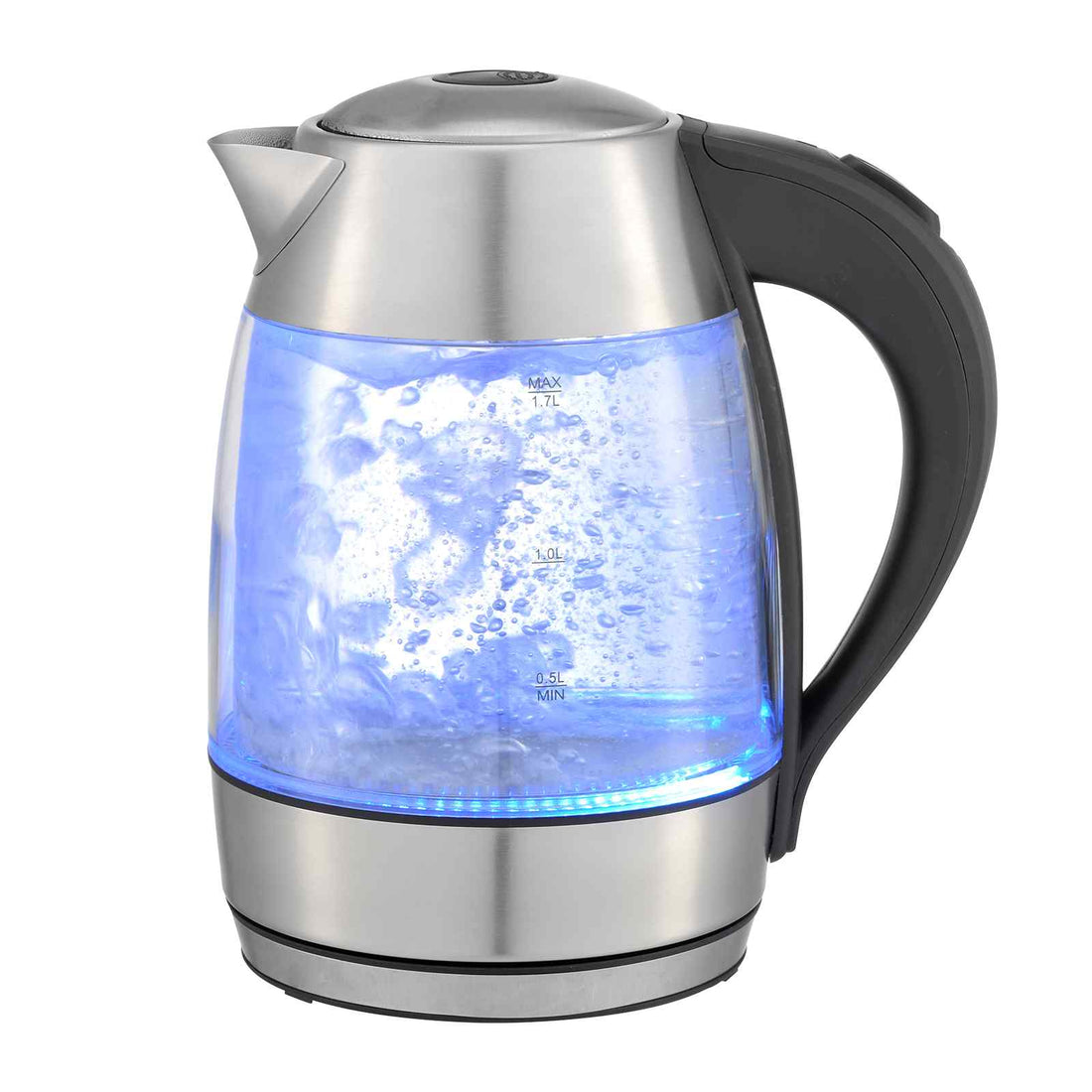 Kitchen Couture Cool Touch Slimline Stainless Steel Blue LED Glass Kettle 1.7L-Small Kitchen Appliances-PEROZ Accessories