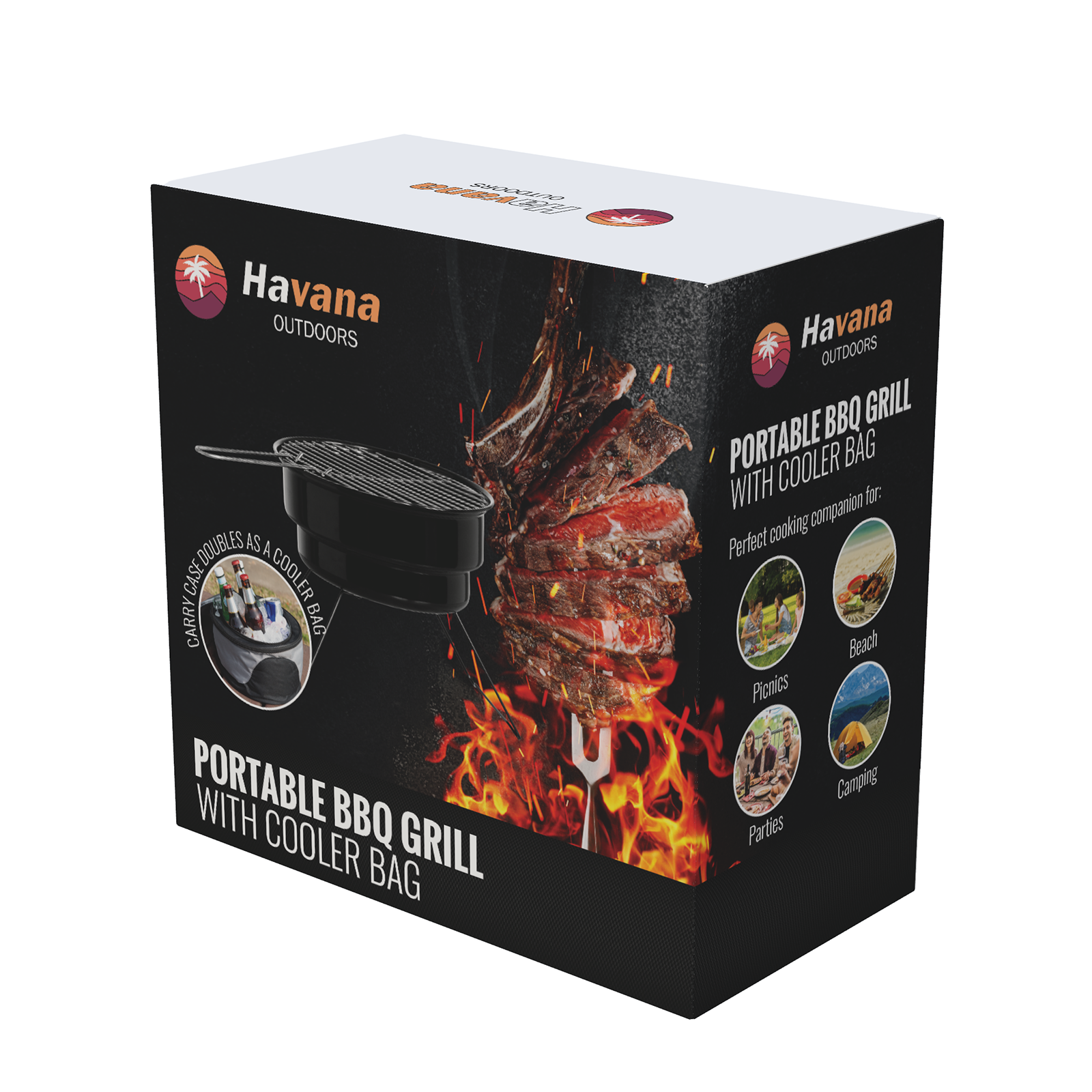 Havana Outdoors 2-IN-1 BBQ Grill Cooler Combo Set Outdoor Camping Picnic-Barbecues-PEROZ Accessories