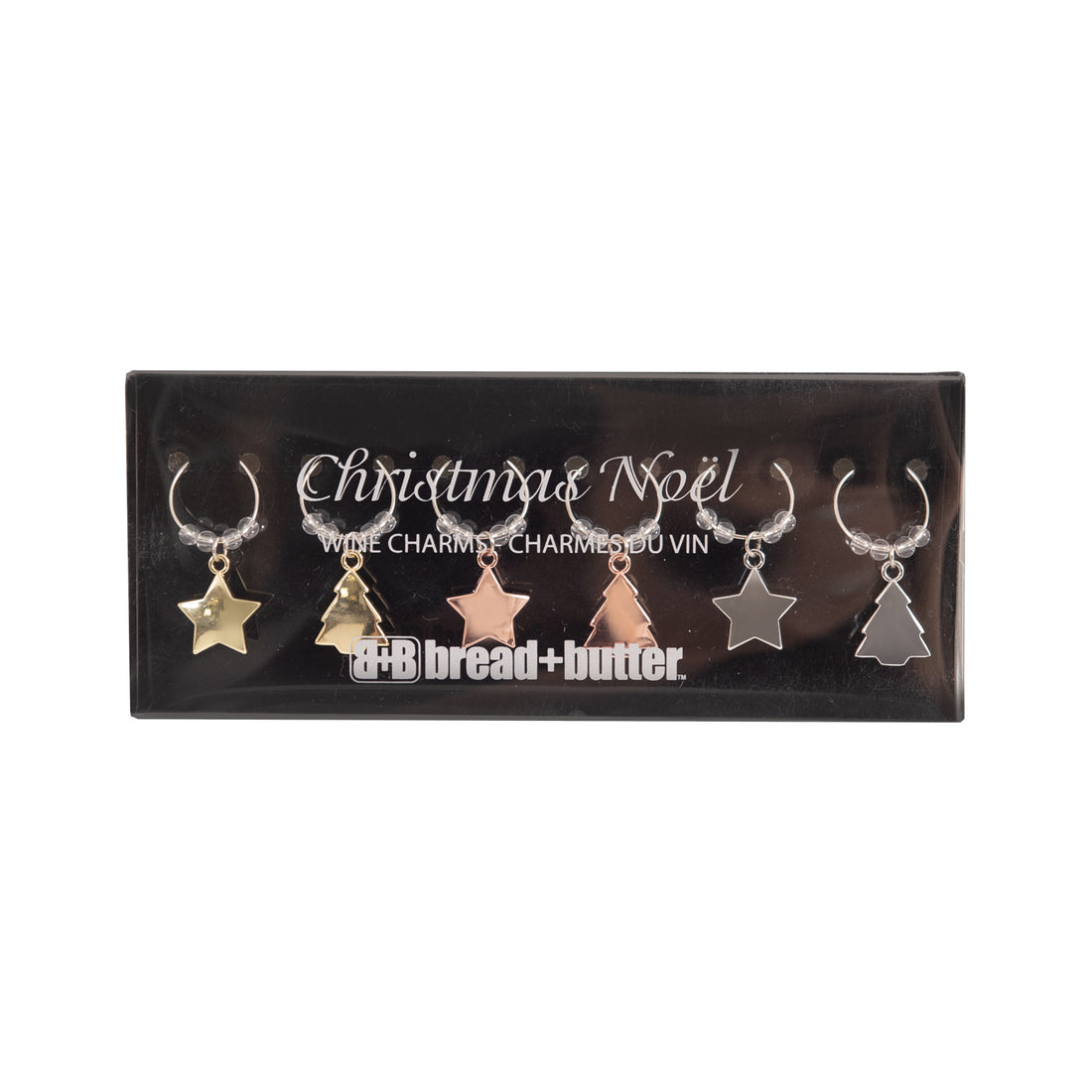Bread and Butter (3) Star and (3) Tree Wine Glass Charms - 6 Pack-Decorations-PEROZ Accessories