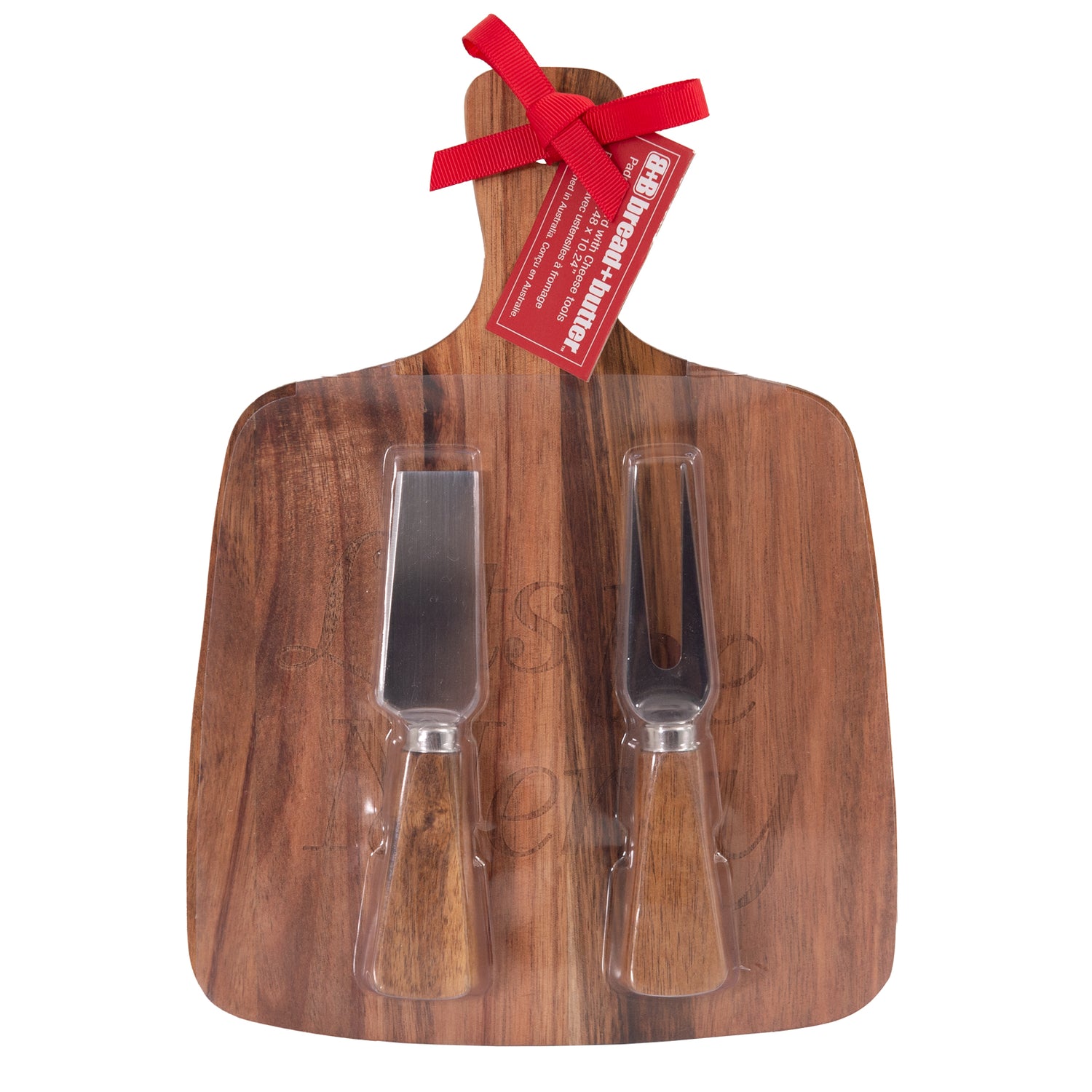 Bread and Butter Rectangle Paddle Food Board w/ 2 Cheeese Knives-Decorations-PEROZ Accessories
