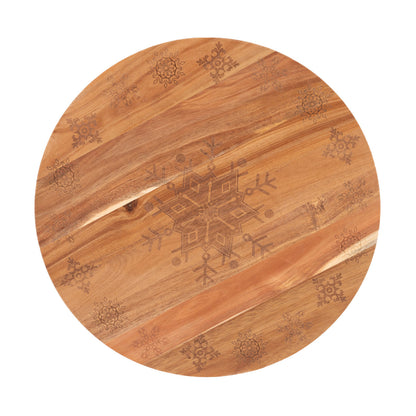 Bread and Butter 18 Inch Wooden Lazy Susan Tray - Wood Snowflake-Decorations-PEROZ Accessories