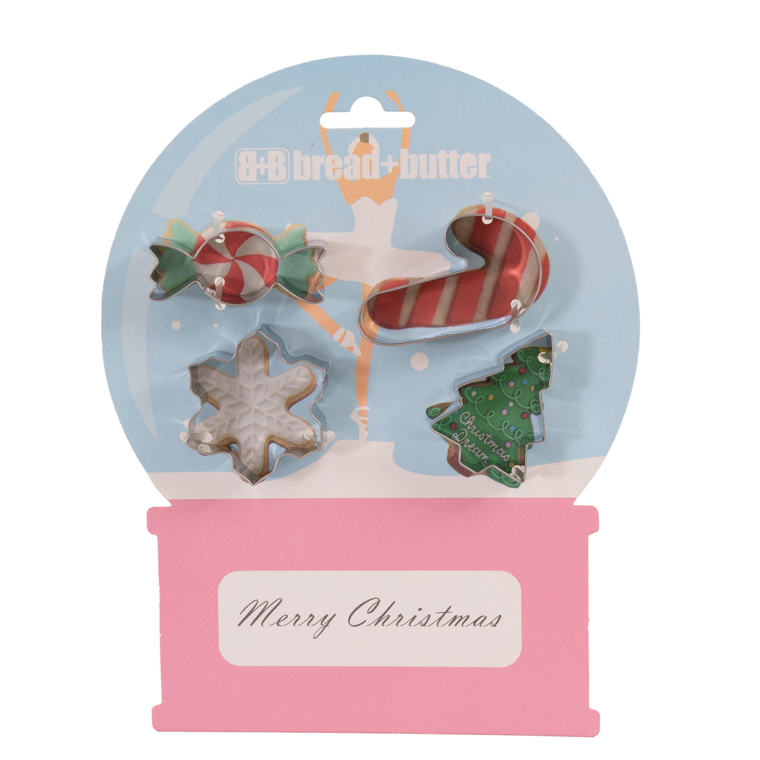 Bread and Butter Cookie Cutter - Snowglobe, Card, Tree, Candy Cane - 4 Pack-Decorations-PEROZ Accessories
