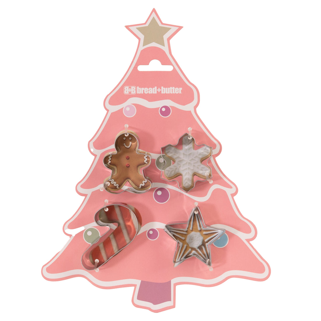 Bread and Butter Cookie Cutter - Tree, Gingerbread Man, Snowflake, Star - 4 Pk-Decorations-PEROZ Accessories