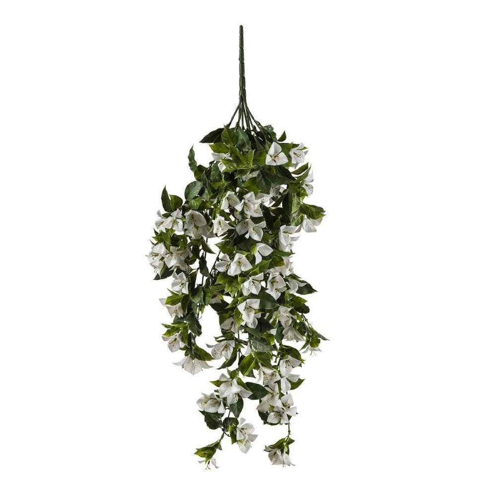 Hanging White Artificial Bougainvillea Plant UV Resistant 90cm-Home &amp; Garden &gt; Artificial Plants-PEROZ Accessories