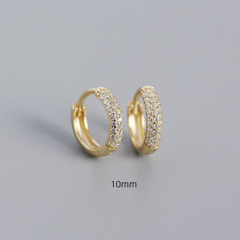 Anyco Earrings Luxury Zircon Punk Circle Hoop Bohemian Piercing Ear Buckle For Women Accessories 10MM Gold-Earrings-PEROZ Accessories