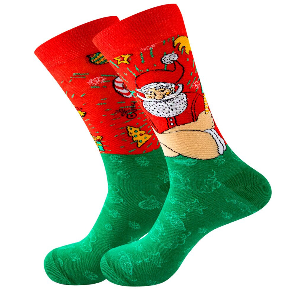 Anysox 5 Pairs Red Green Size 5-13 Socks Crystal Silk Tide Winter Holiday Design Plus Snowflake Stocking Comfortable To Wear Perfect For Women-Socks-PEROZ Accessories