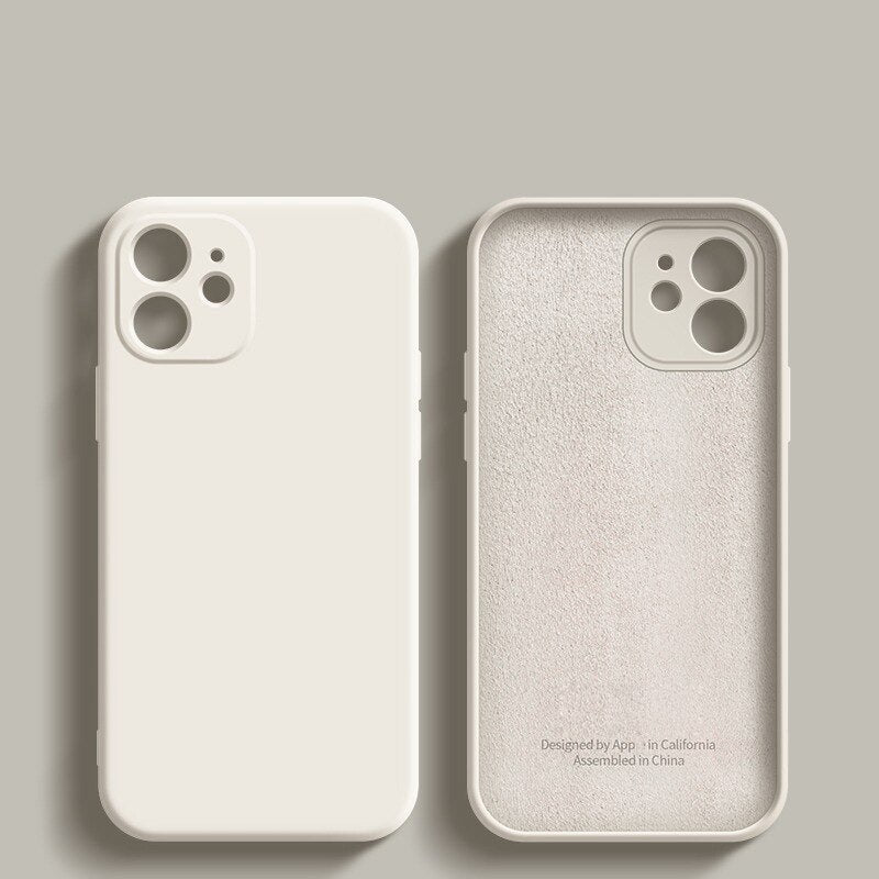 Anymob iPhone White Fashion Square Silicone Phone Case For IOS Full Lens Protection Cover iPhone Compatible-Mobile Phone Cases-PEROZ Accessories