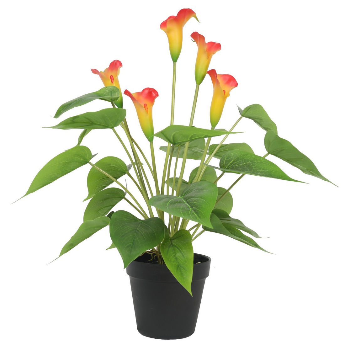 Artificial Flowering White &amp; Orange Peace Lily / Calla Lily Plant 50cm-Home &amp; Garden &gt; Artificial Plants-PEROZ Accessories