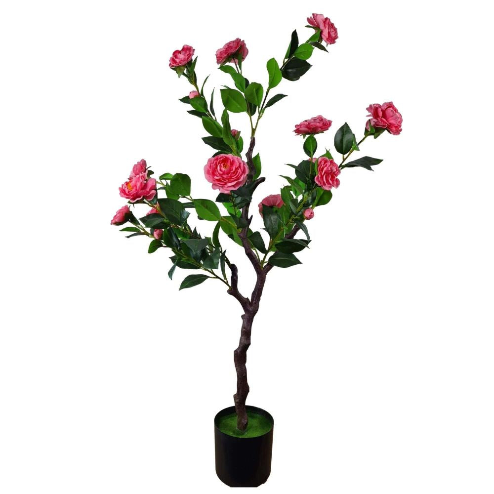 Flowering Natural Pink Artificial Camellia Tree 100cm-Home &amp; Garden &gt; Artificial Plants-PEROZ Accessories