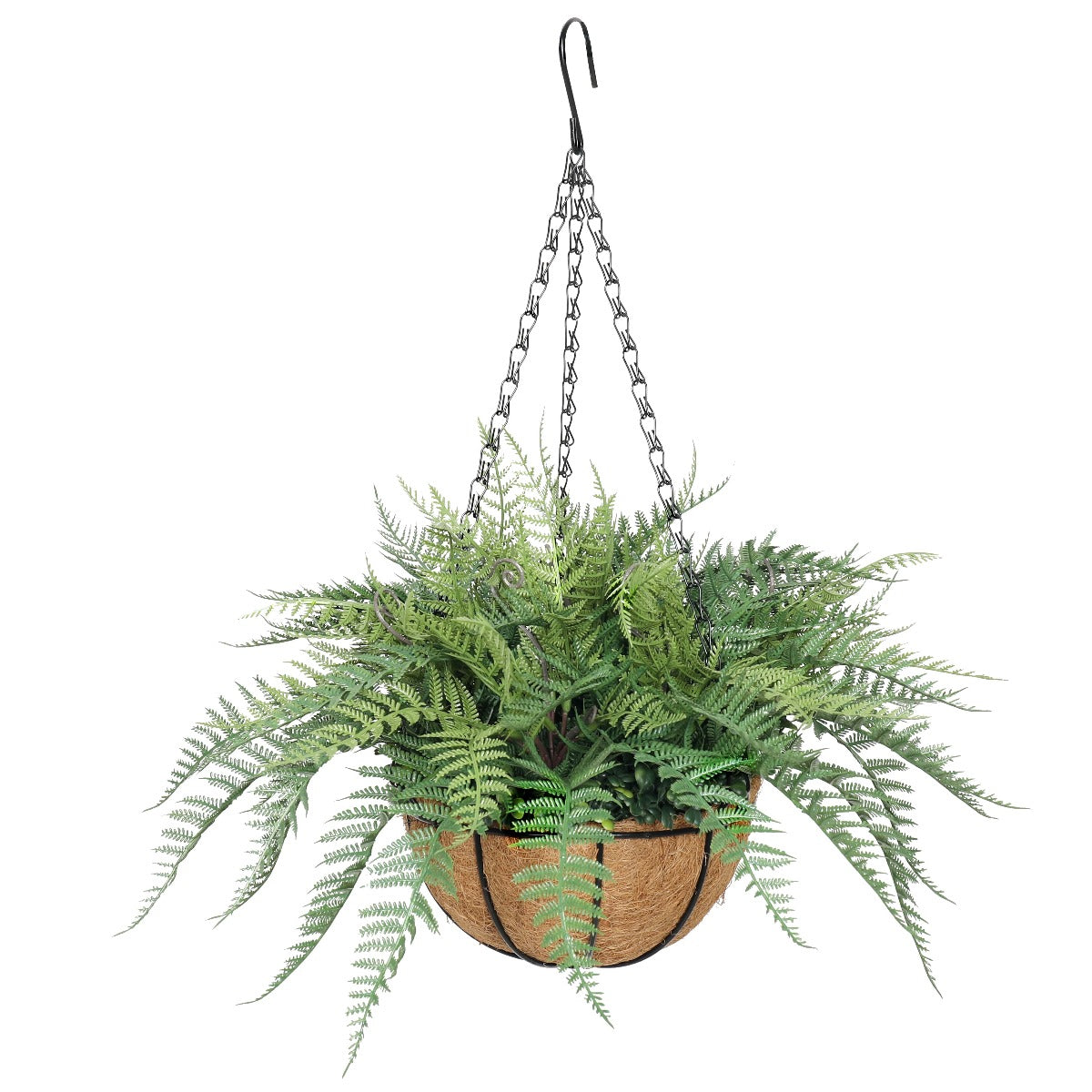 Potted Fern Hanging Basket (Fresh Green) UV Resistant 55cm-Home &amp; Garden &gt; Artificial Plants-PEROZ Accessories