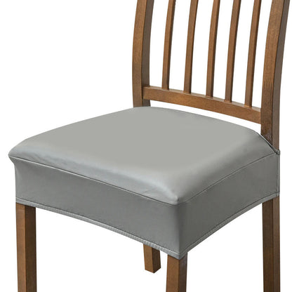 Anyhouz Chair Cover Grey PU Leather Seat Slipcover Chair Cover for Kitchen Hotel Banquet Dining Living Room-Chair Cover-PEROZ Accessories