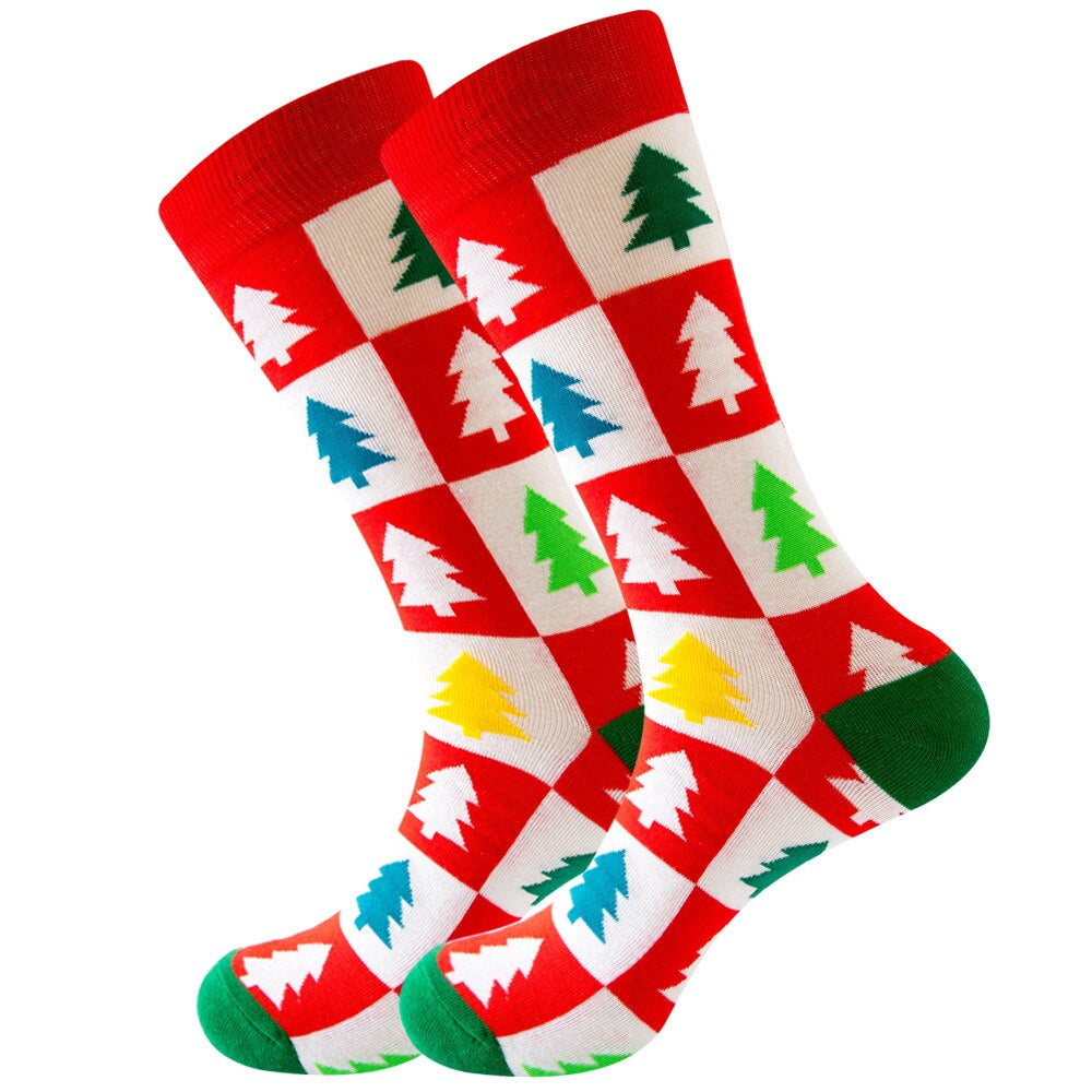 Anysox 5 Pairs Yellow Red Size 5-13 Socks Crystal Silk Tide Winter Holiday Design Plus Snowflake Stocking Comfortable To Wear Perfect For Women-Socks-PEROZ Accessories