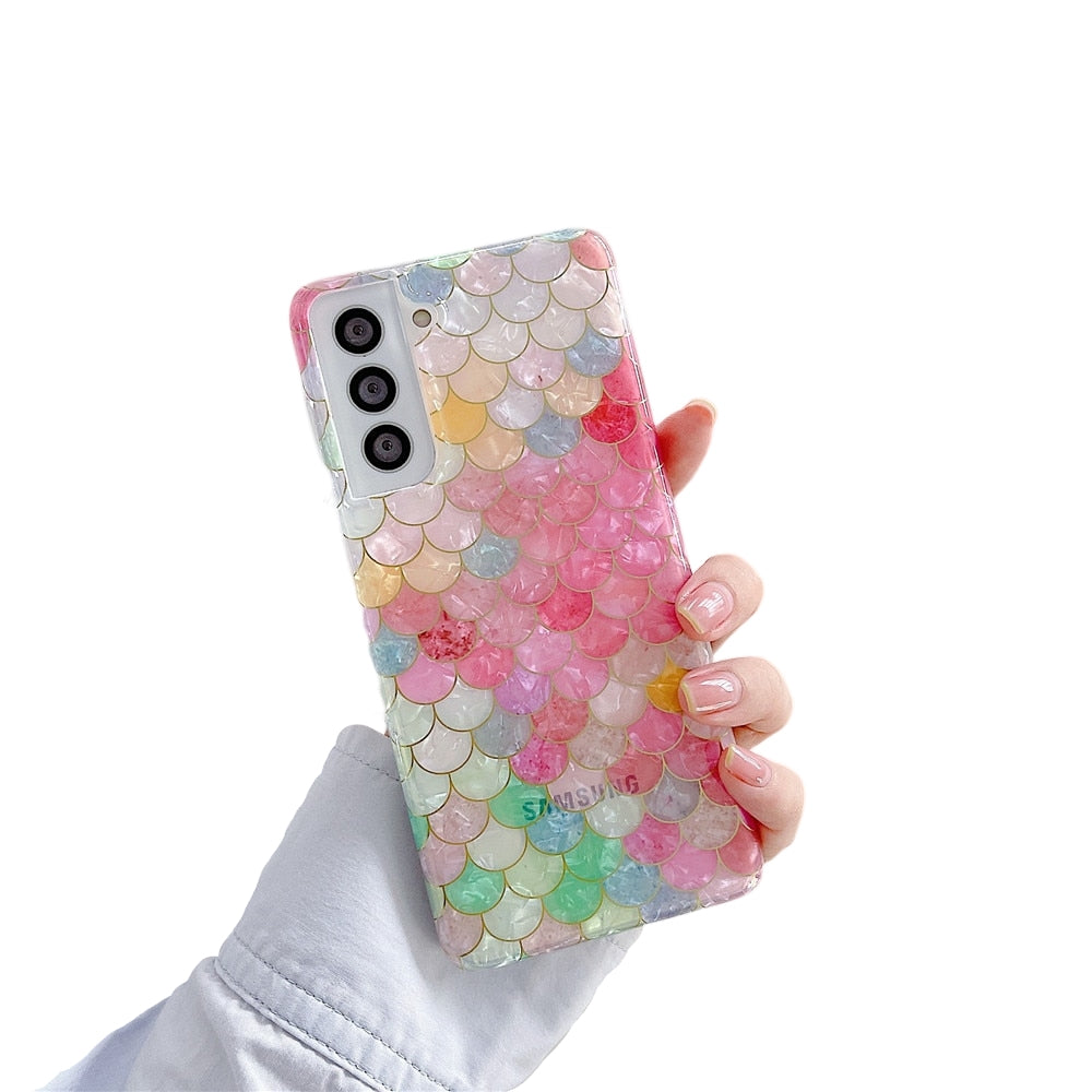 Anymob Samsung Candy Colored Scales Silicone Dream Shell Pattern Case Shockproof Back Cover-Mobile Phone Cases-PEROZ Accessories