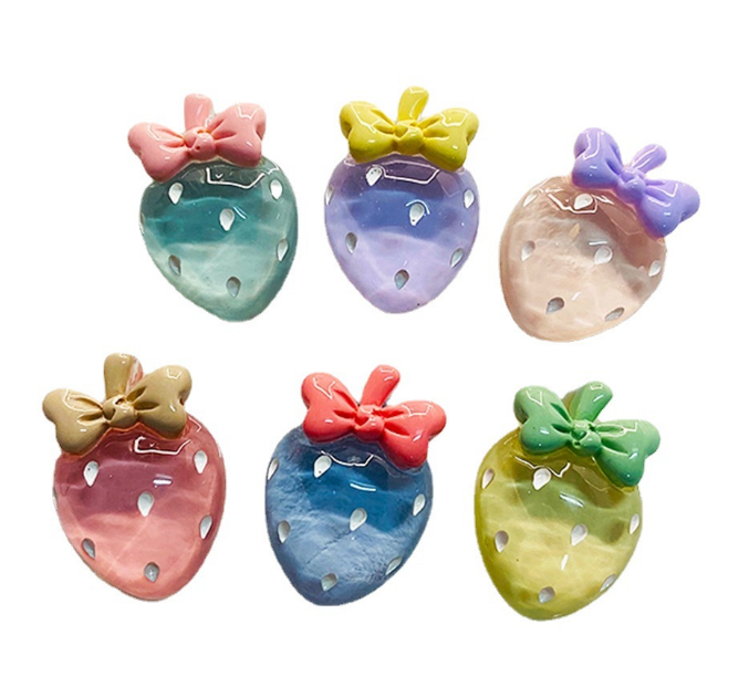 Anykidz 6pcs Crystal Strawberry Design Shoe Charm Accessories Jeans Clogs Pendant Pin Designer Ornament Jibbitz for Crocs-Shoe Charms-PEROZ Accessories