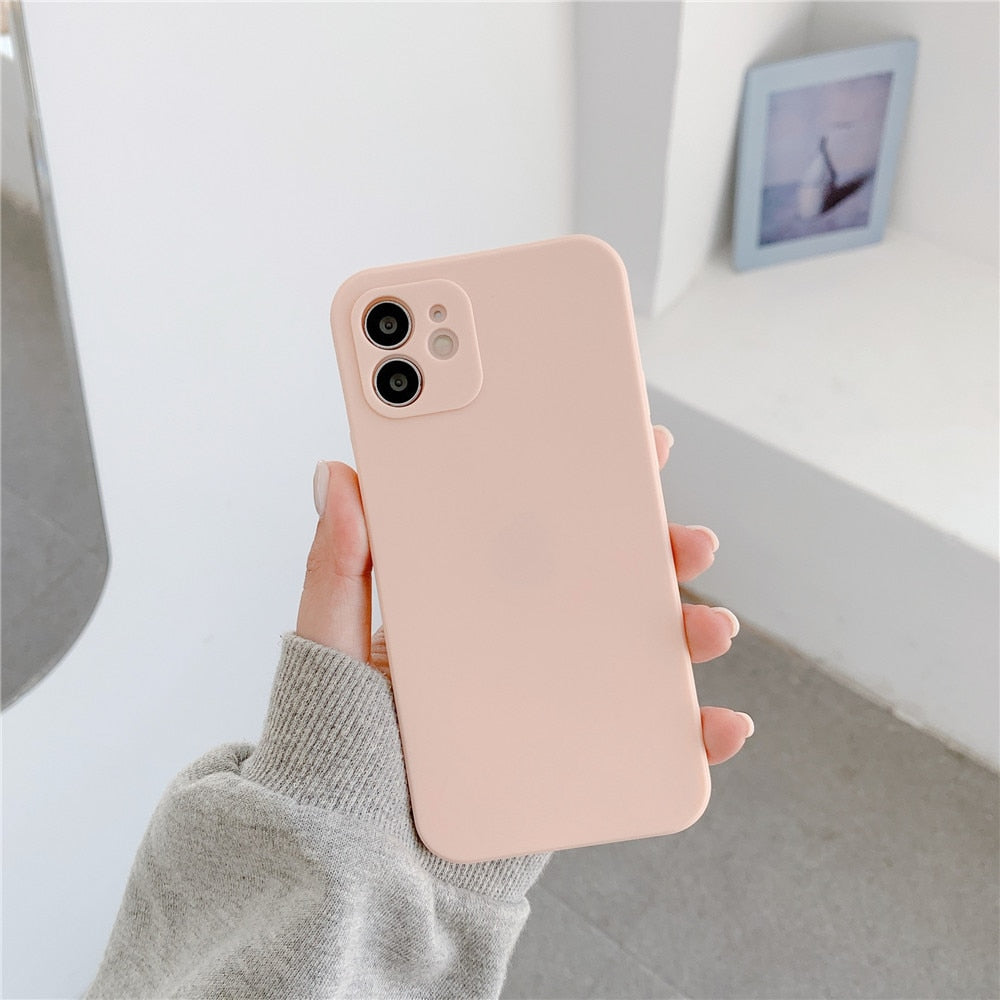 Anymob iPhone Case Pink Candy Color Straight Edge Soft Silicone Cover-Mobile Phone Cases-PEROZ Accessories