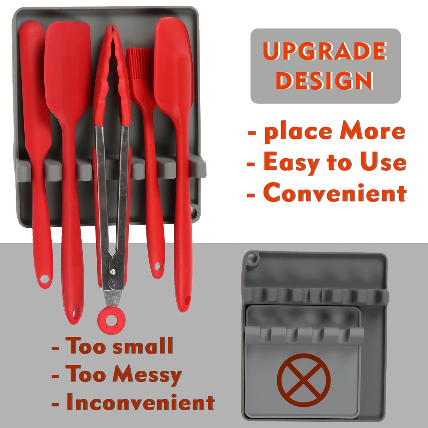 Anygleam Spoon Rest Grey Medium Kitchen Pan Pot Cover Lid Rack Stand Organizer Fork Spatula Rack Holder Stand Tableware Storage Rack Holder-PEROZ Accessories