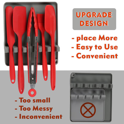 Anygleam Spoon Rest Grey Medium Kitchen Pan Pot Cover Lid Rack Stand Organizer Fork Spatula Rack Holder Stand Tableware Storage Rack Holder-PEROZ Accessories