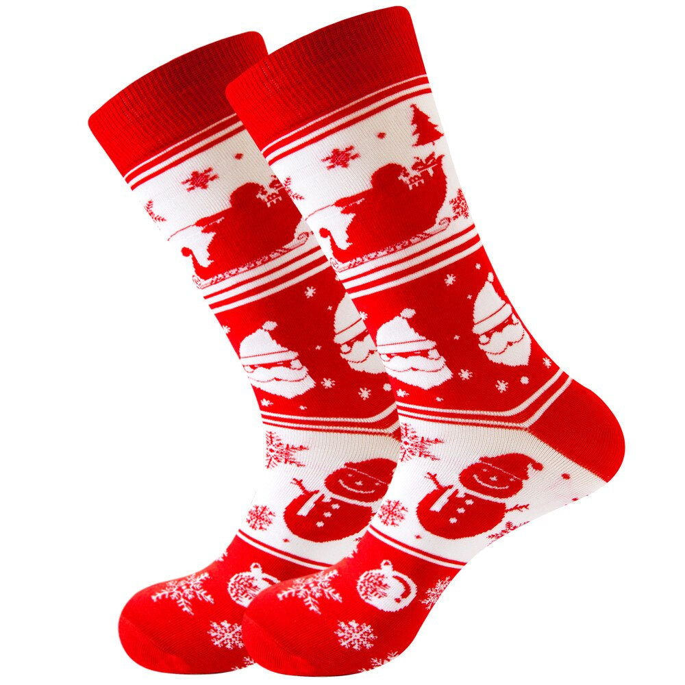 Anysox 5 Pairs Red White Size 5-13 Socks Crystal Silk Tide Winter Holiday Design Plus Snowflake Stocking Comfortable To Wear Perfect For Women-Socks-PEROZ Accessories