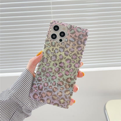 Anymob iPhone Case Yellow Soft Silicone Square Design Gradient Leopard Dream Shell Pattern Cover-Mobile Phone Cases-PEROZ Accessories