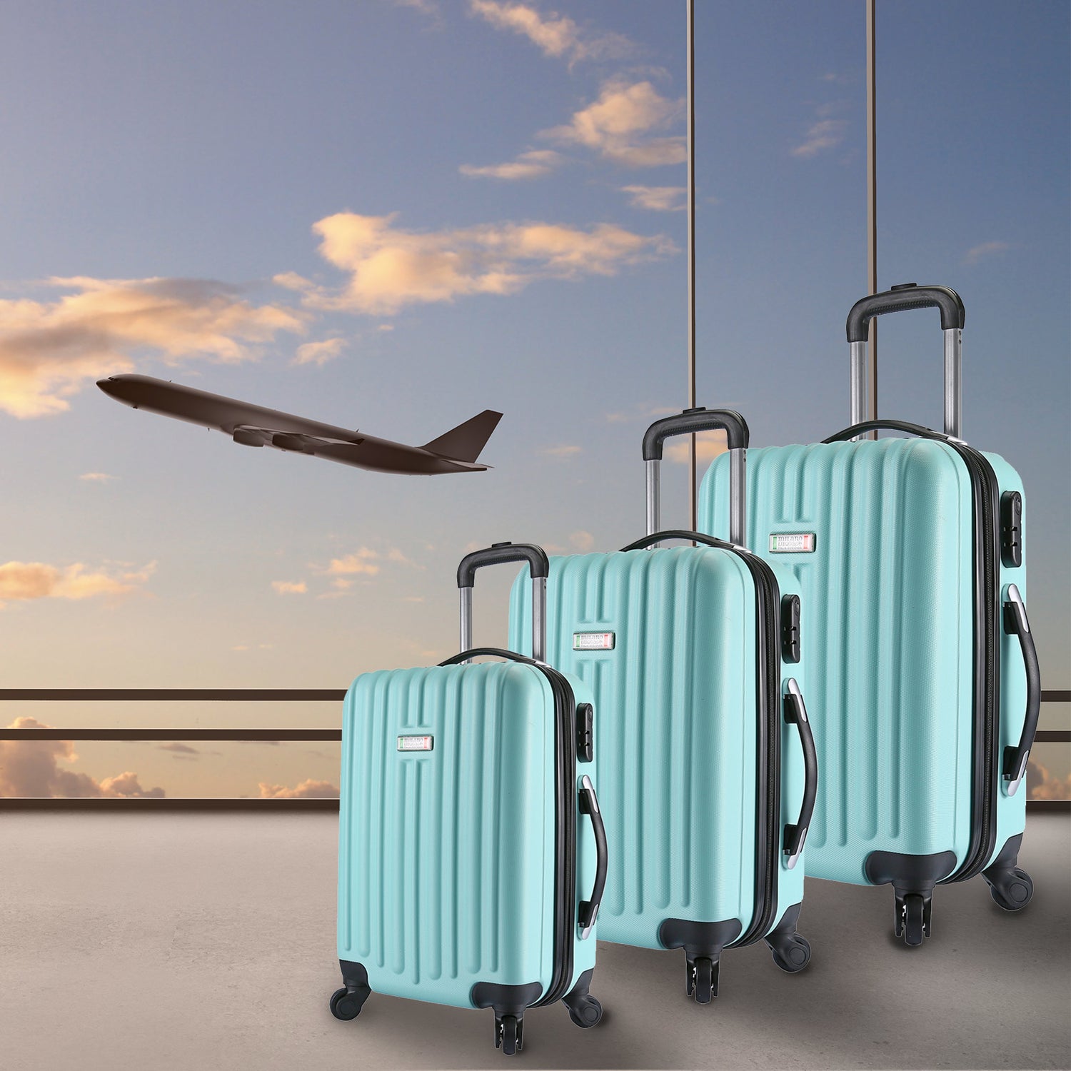 Milano Deluxe 3pc ABS Luggage Suitcase Luxury Hard Case Shockproof Travel Set-Luggage-PEROZ Accessories
