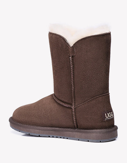 Australian Shepherd Twin Buttons Short UGG Boots Water Resistant-Boots-PEROZ Accessories