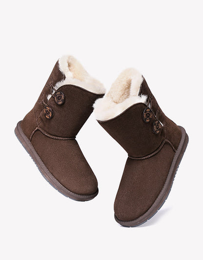 Australian Shepherd Twin Buttons Short UGG Boots Water Resistant-Boots-PEROZ Accessories