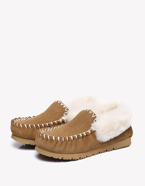 Australian Shepherd UGG Ankle Slippers Unisex Popo Premium Sheepskin Moccasins-Slippers-PEROZ Accessories