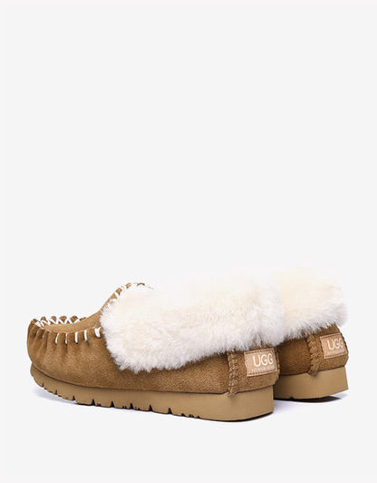 Australian Shepherd UGG Ankle Slippers Unisex Popo Premium Sheepskin Moccasins-Slippers-PEROZ Accessories
