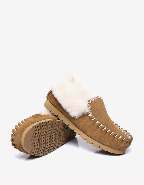 Australian Shepherd UGG Ankle Slippers Unisex Popo Premium Sheepskin Moccasins-Slippers-PEROZ Accessories