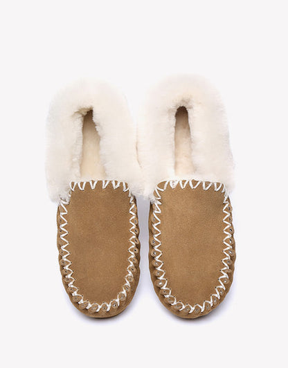 Australian Shepherd UGG Ankle Slippers Unisex Popo Premium Sheepskin Moccasins-Slippers-PEROZ Accessories