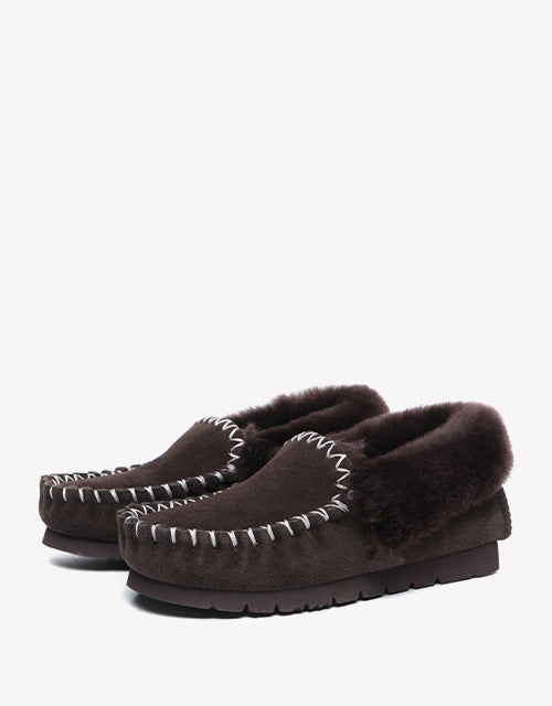 Australian Shepherd UGG Ankle Slippers Unisex Popo Premium Sheepskin Moccasins-Slippers-PEROZ Accessories