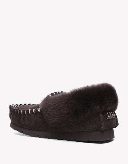 Australian Shepherd UGG Ankle Slippers Unisex Popo Premium Sheepskin Moccasins-Slippers-PEROZ Accessories