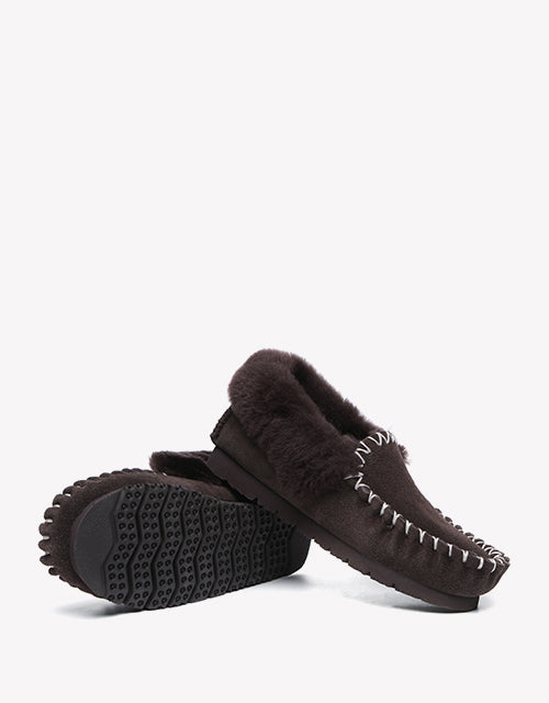 Australian Shepherd UGG Ankle Slippers Unisex Popo Premium Sheepskin Moccasins-Slippers-PEROZ Accessories