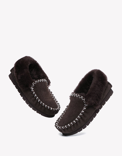 Australian Shepherd UGG Ankle Slippers Unisex Popo Premium Sheepskin Moccasins-Slippers-PEROZ Accessories