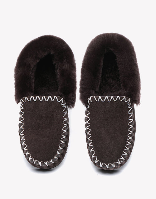 Australian Shepherd UGG Ankle Slippers Unisex Popo Premium Sheepskin Moccasins-Slippers-PEROZ Accessories