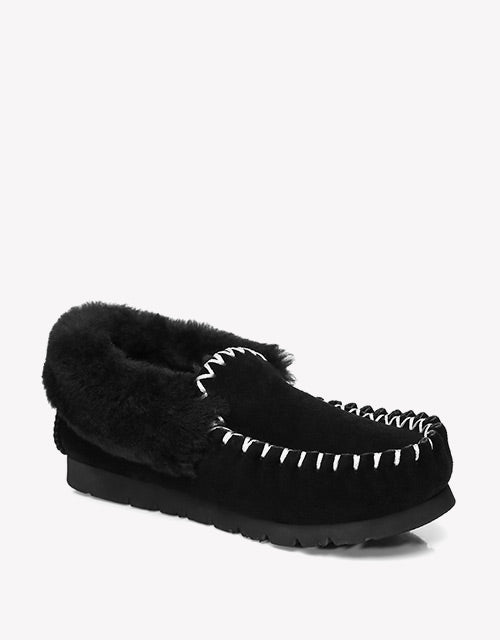 Australian Shepherd UGG Ankle Slippers Unisex Popo Premium Sheepskin Moccasins-Slippers-PEROZ Accessories