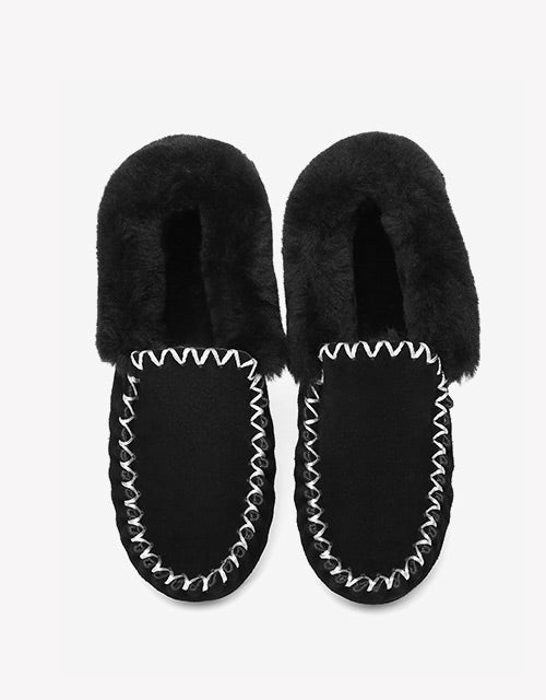 Australian Shepherd UGG Ankle Slippers Unisex Popo Premium Sheepskin Moccasins-Slippers-PEROZ Accessories